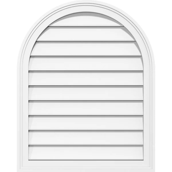 Ekena Millwork GVPRT18X1402SF 18x22W x 14x22H Round Top Surface Mount PVC Gable Vent: Functional, w/ 2x22W x 1-1/2x22P Brickmoul