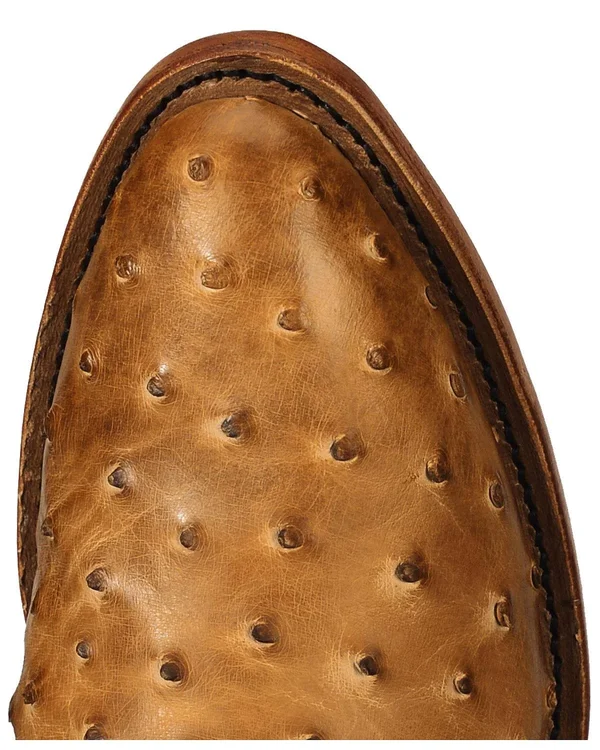 Tony Lama Mens 13x22 Antique Tan Vintage Full Quill Ostrich Boots 8964