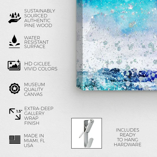 Oliver Gal &Eiffel Glitter Blue& Cities and Skylines Wall Art Canvas Print - Blue, White (24 x 16)