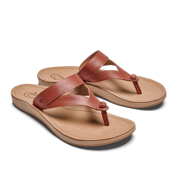 Olukai Women's Kaekae Ko&o Sandal - 9 - Red Sea Salt/golden Sand
