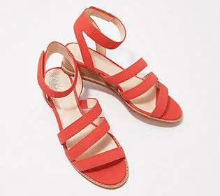 Vince Camuto Leather Demi-Wedge Sandals - Resensa, Size 8-1/2 Wide, Candy Coral