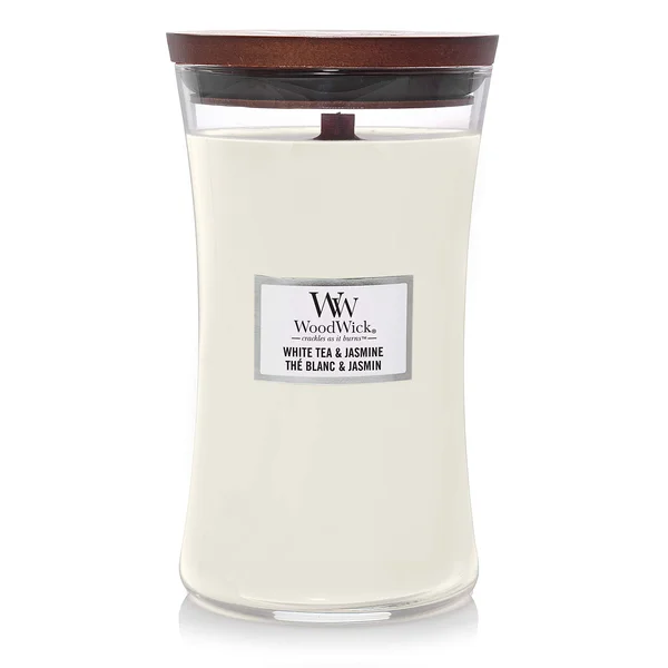 Woodwick Large Hourglass Scented Candle - White Tea & Jasmine