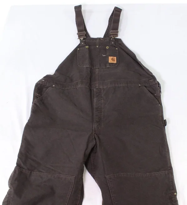 Men's Carhartt Quilt-Lined Sandstone Duck Bib Overall Dark Brown