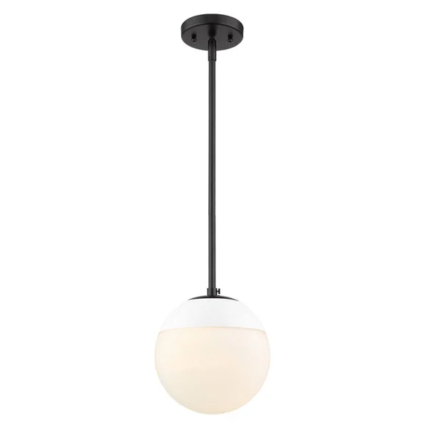 Golden Lighting-3218-S BLK-WHT-Dixon - One Light Small Pendant White