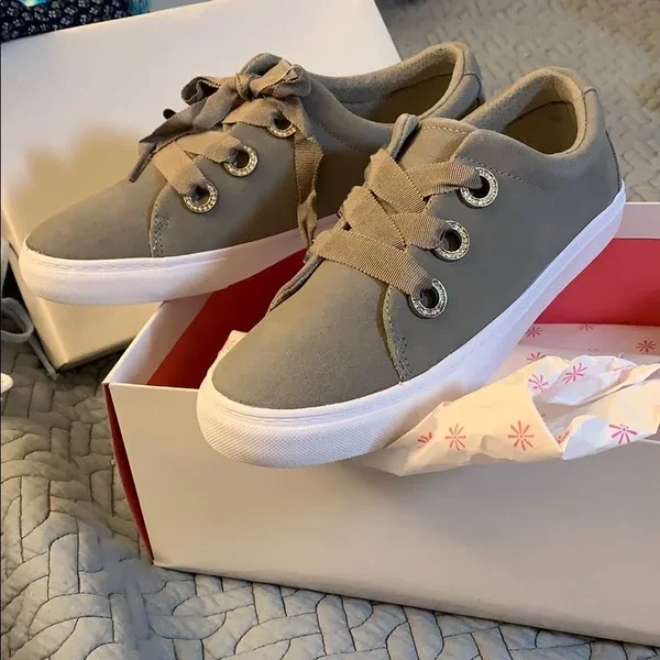 Isaac Mizrahi Live! Soho Grosgrain Lace-Up Suede Sneakers, Size 7-1/2 Medium, Soho Grey