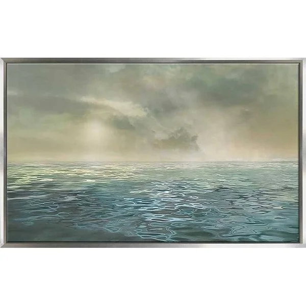 Foggy Morning by Mike Calascibetta Print on Canvas in Floating Frame - Blue - 39.5x22 H x 63.5x22 W x 2x22 D