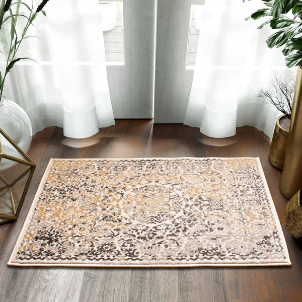 Dulce Modern Bloom Area Rug - Ivory and Gray, 2& 7x22 x 8&