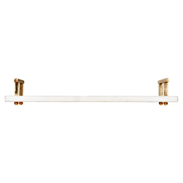 Worlds Away White Marble Lincoln Tray, Brass