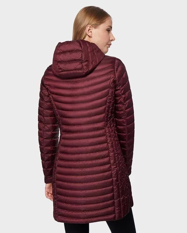 32 Degrees Women's Ultra-Light Long Packable Down 3/4 Jacket Black - XXL