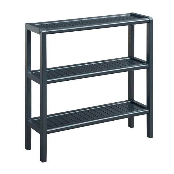 NewRidge Home Goods 2207-GRA 3 Tier Home Solid Wood Abingdon CONSOLE, Stand, Bookcase & Shoe Rack