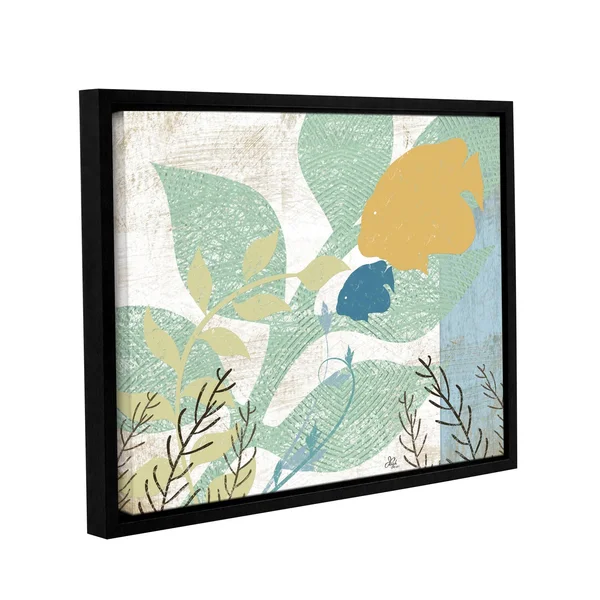 ArtWall Jennifer Pugh's Sealife Collection, Gallery Wrapped Floater-framed Canvas - Green/Yellow/White - 14x18