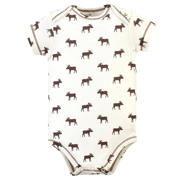 Touched by Nature Organic Cotton Bodysuits Moose 5-Pack - 9-12 Months