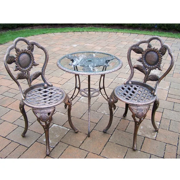 Oakland Living Sunflower Cast Aluminum Bistro Set