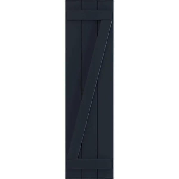 Ekena Millwork TFP102BBF16X078OB 16 1/8x22W x 78x22H True Fit PVC Three Board Joined Board-n-Batten Shutters w/Z-Bar - Starless N