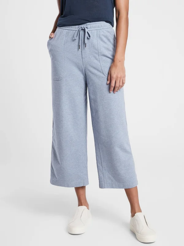 Athleta Women's Farallon Heathered Wide Leg Crop Light Blue Heather Size 0