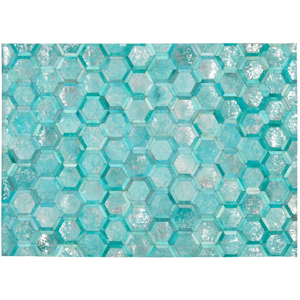 Nourison Michael Amini City Chic MA100 5&3x22 x 7&5x22 Turquoise Area Rug