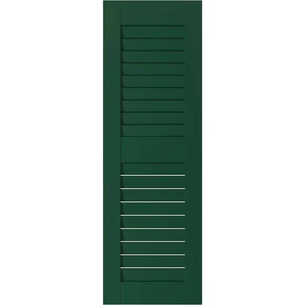 Ekena Millwork 15 in. x 26 in. Exterior Real Wood Sapele Mahogany Louvered Shutters Pair Chrome Green