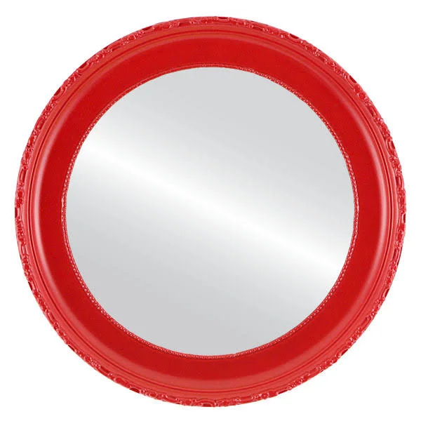 Kensington Framed Round Mirror - Holiday Red