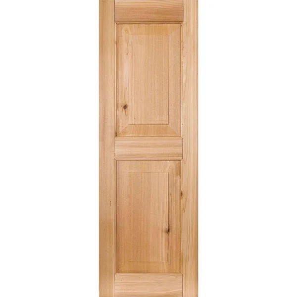 Ekena Millwork 15 in. x 73 in. Exterior Real Wood Western Red Cedar Raised Panel Shutters Pair Unfinished