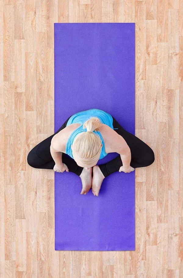 YogaAccessories 1/4& Thick High-Density Deluxe Non-Slip Exercise Pilates & Yoga Mat - Two Tone - Black/Purple, Womens