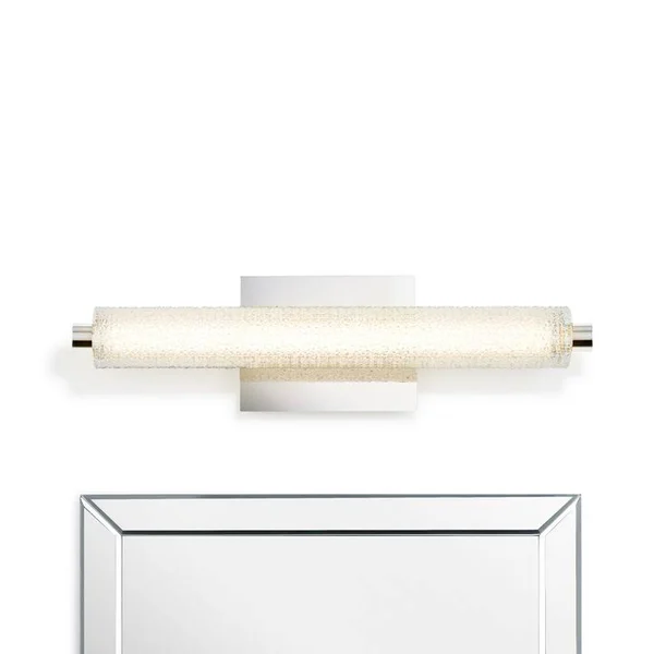 Ronan 20x22 LED, Dimmable, Vanity Light, 3000K Warm White, Chrome, Crystal-Like Textured Glass, Contemporary Transitional, Verti