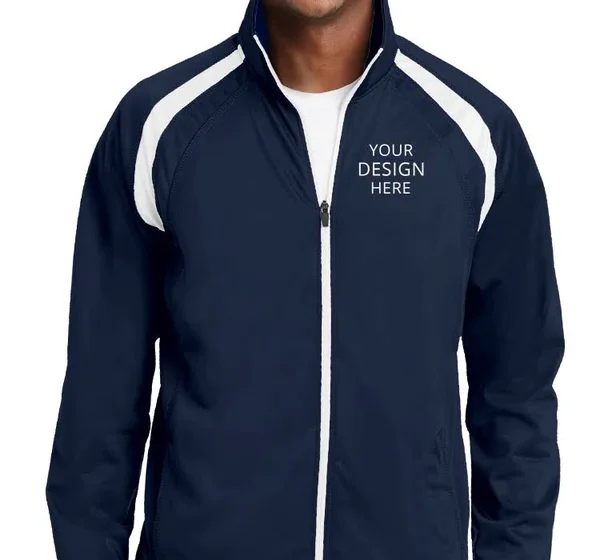 Custom Embroidered Sport - Tek Men's Adult Tricot Track Jacket, Size: Xs, True Navy/White