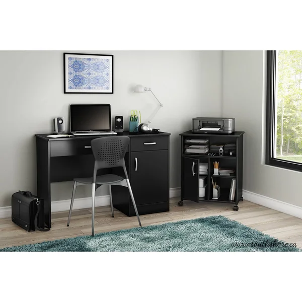 South Shore Axess - Storage unit - mobile - 3 shelves - particle board - pure black