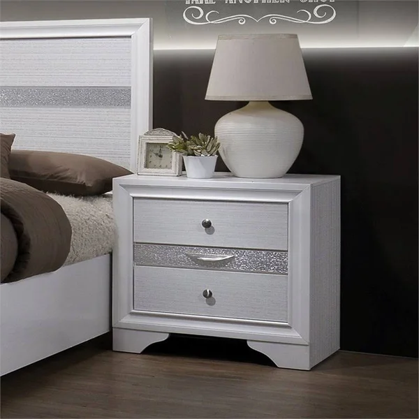 Furniture of America Laren Contemporary 3-Drawer Nightstand in White