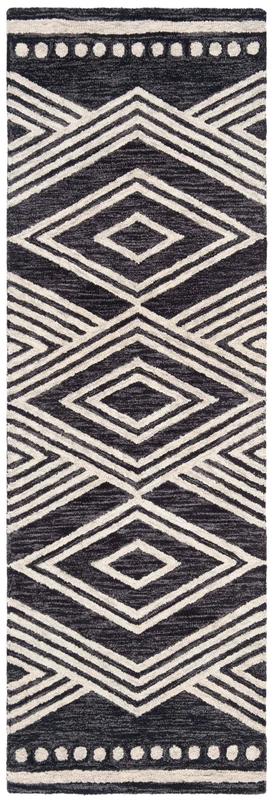 Safavieh 2&-6x22 x 9& Micro-Loop Micro-Loop 156 Charcoal - Ivory Rug