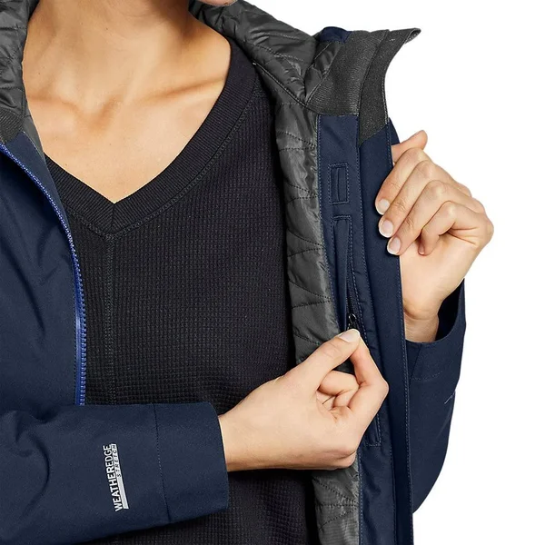 Eddie Bauer Women's Cloud Cap Stretch Insulated Trench Coat - Black - XL