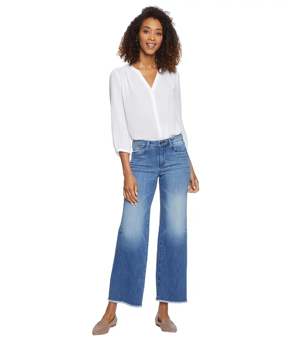 Nydj Teresa Wide-Leg Frayed-Hem Ankle Jeans - Calloway - Size 16