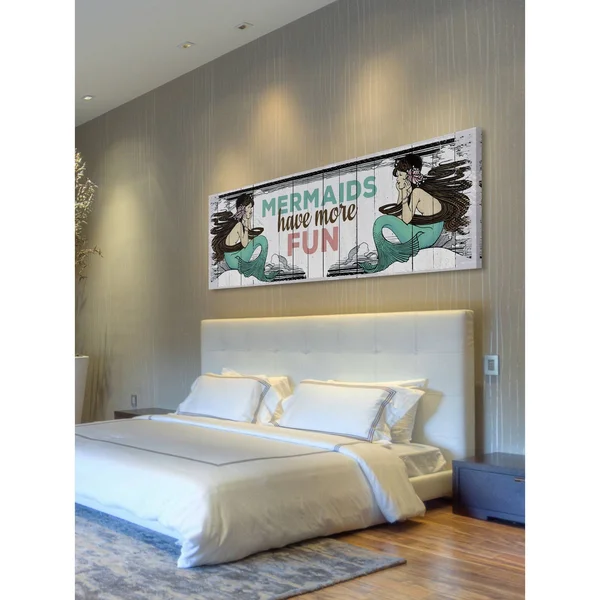 Marmont Hill - Mermaid Fun Painting Print on Wrapped Canvas - Gray