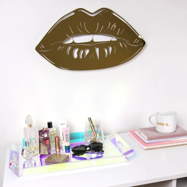 Lips Mirrored Wall Art Silver, Acrylic Wall Art, Dormify