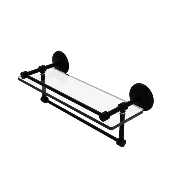 Allied Brass MC-1TB/16-GAL-BKM 16 inch Gallery Glass Shelf with Towel Bar - Matte Black