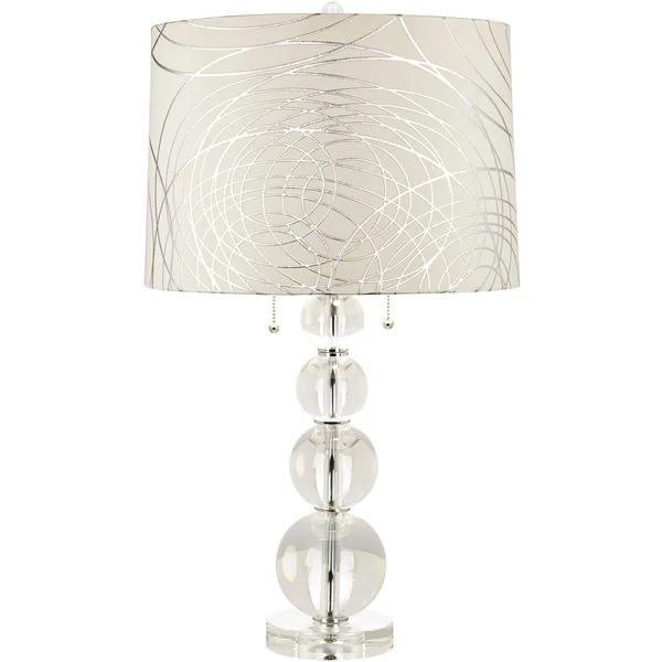Abstract Silver Circles Stacked Crystal Spheres Table Lamp