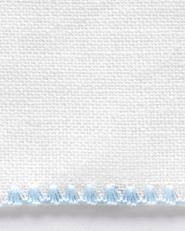 Calypso Table Linens by Matouk 70x126 Oblong Tablecloth - White/Sky