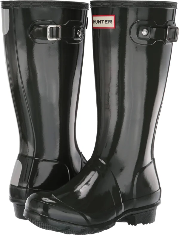 Hunter Original Kids& Gloss Rain Boots - Dark Olive US 3