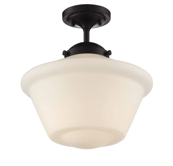 Trade Winds Schoolhouse Semi-Flush Ceiling Light with Opal Glass, Oil Rubbed Bronze