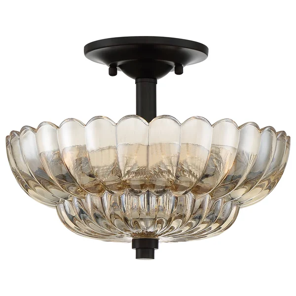Quoizel Whitecap 3-Light Semi-Flush Ceiling Light, Mottled Cocoa