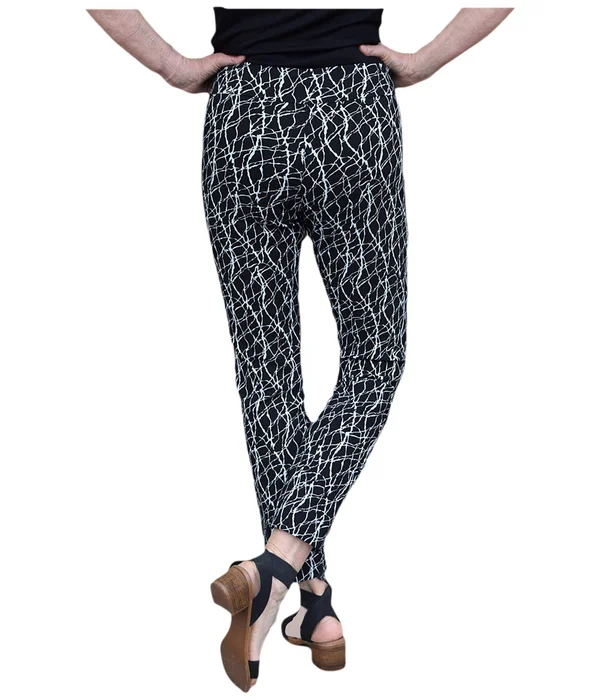 Krazy Larry Pull-On Ankle Pants Women's Dress Pants Black/Silver : 8 28