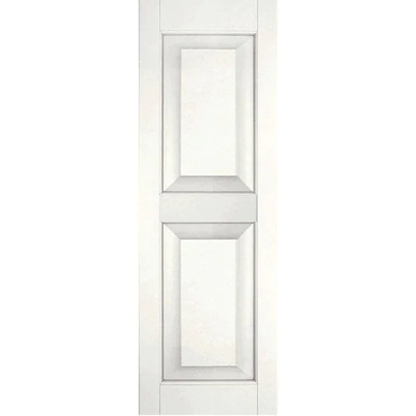 Ekena Millwork 15 in. x 32 in. Exterior Real Wood Pine Raised Panel Shutters Pair White