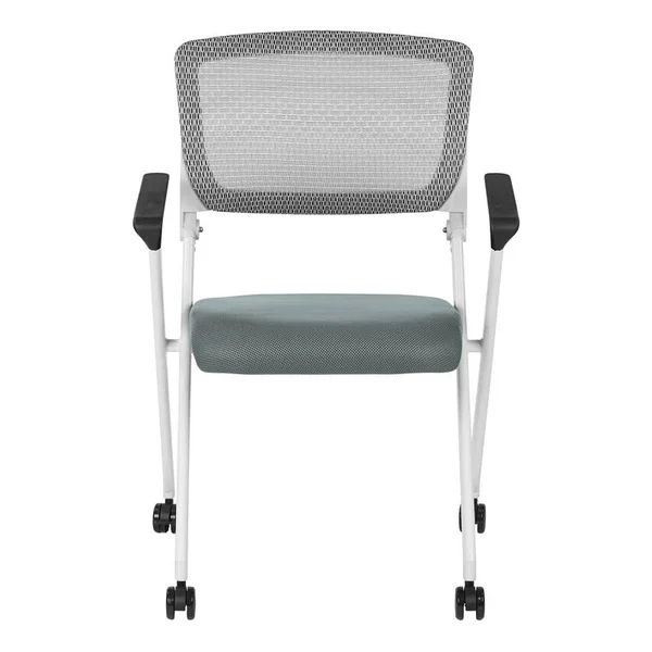 Folding Chair with Breathable Mesh Back and Gray Fabric Mesh Seat