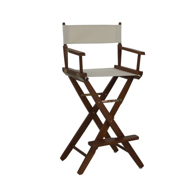 Yu Shan Co. Extra-Wide Premium 30x22 American Oak Directors Chair - Natural/Mission Oak Frame