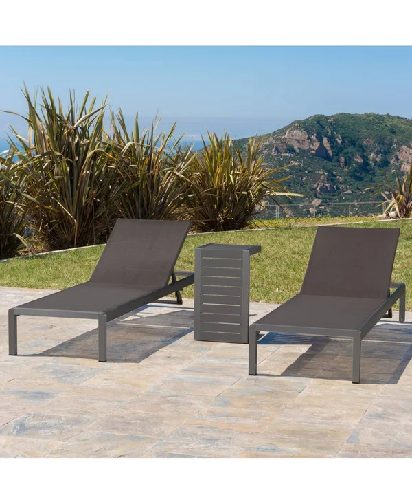 Westlake Outdoor Chaise Lounge and C-Shaped Side Table - Grey