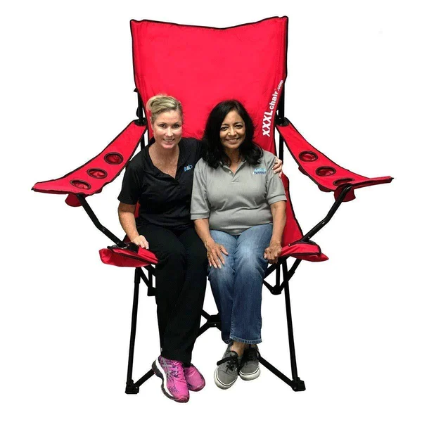 EasyGoProducts Giant Oversized Big Portable Folding Camping Beach Outdoor Chair with 6 Cup Holders! Fold Compact Into Carry Bag
