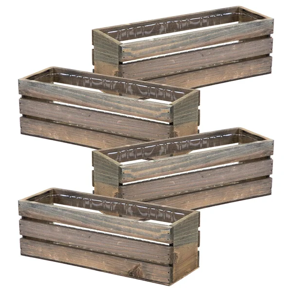 Wood Planter Box with Wine Crate Styled, 12x4 inch Rectangular, Rustic Barn Wood, Plastic Liner, Garden Centerpiece Display, Wed
