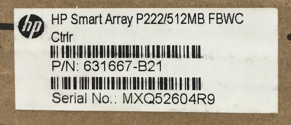 HPE Smart Array P222/512 with FBWC Storage controller (RAID)- 600 MBps
