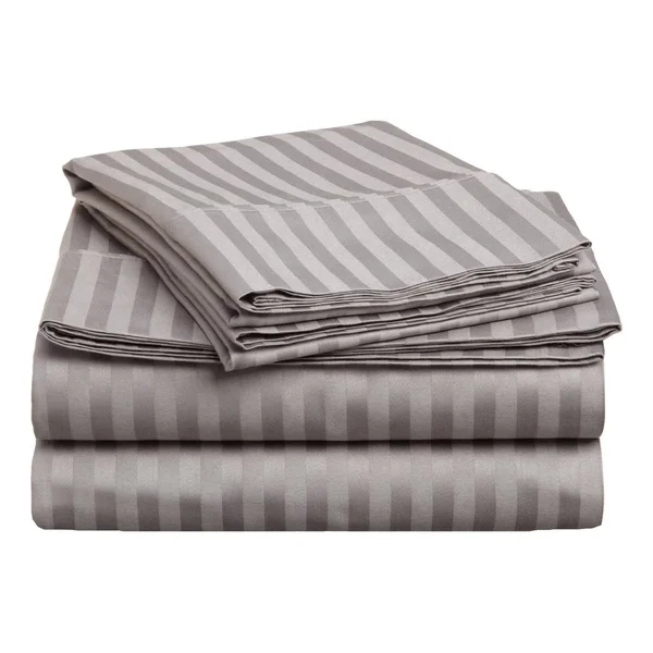 Superior 400 Thread Count Deep Pocket Stripe Cotton Sateen Sheet Set (King, White)