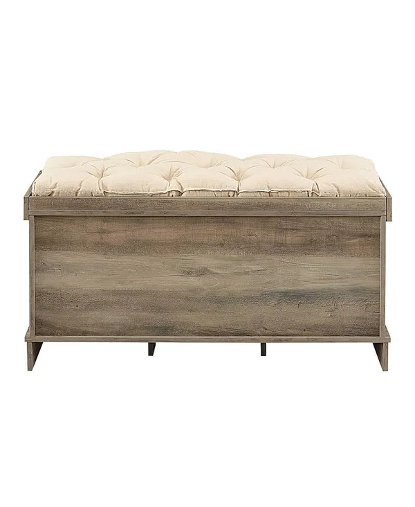 Walker Edison - Rustic Farmhouse Entryway Storage Bench with Totes - Gray Wash