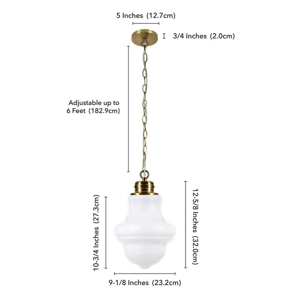 Annie Brass and White Milk Glass Pendant - Hudson & Canal PD0502